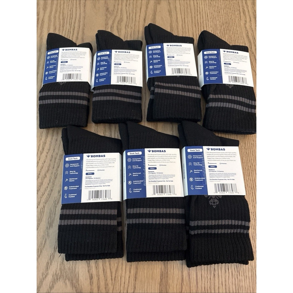 New 14Pairs Bombas Black Ankle Socks Small (Fits Youth Sizes 9-4) (Womens 4-7.5) - Picture 3 of 4